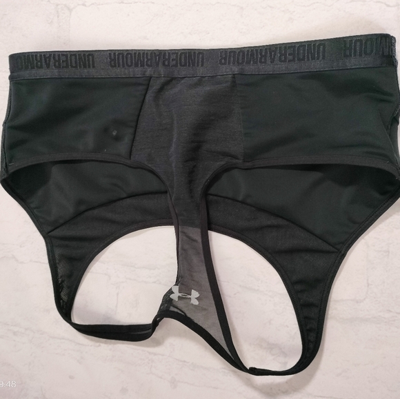 Under Armour Women's Black Sports Bra Lined Athletic Sz M/L Sheer Racerback - Picture 6 of 9